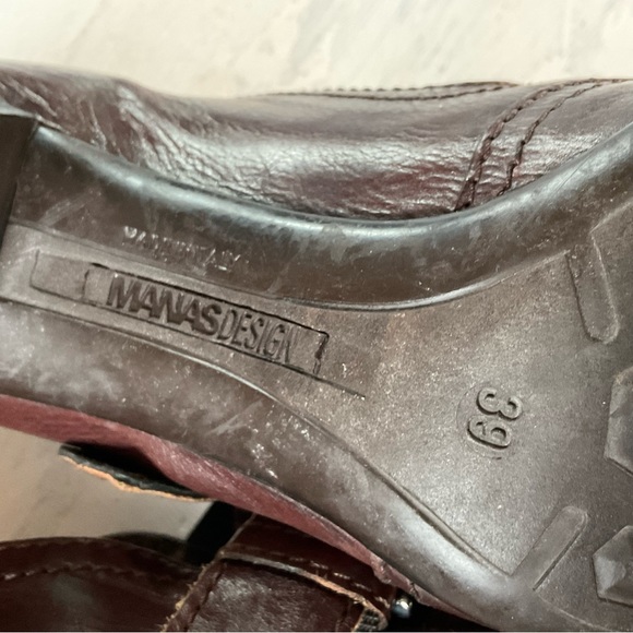 Manas Shoes Leather Low Heels Brown Buckle Comfy Office Womens Size 8.5 - Picture 8 of 8